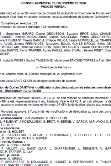 Conseil municipal 29-11-2021