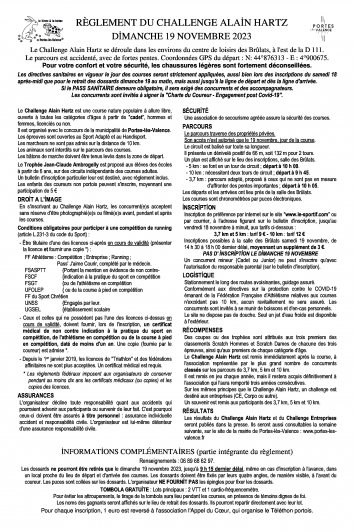 Règlement Courses pédestres