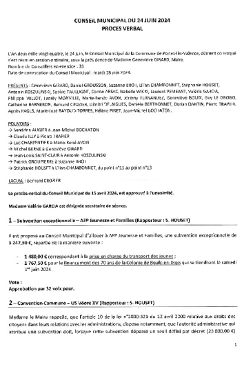 Procès-verbal du conseil municipal du 24-06-2024