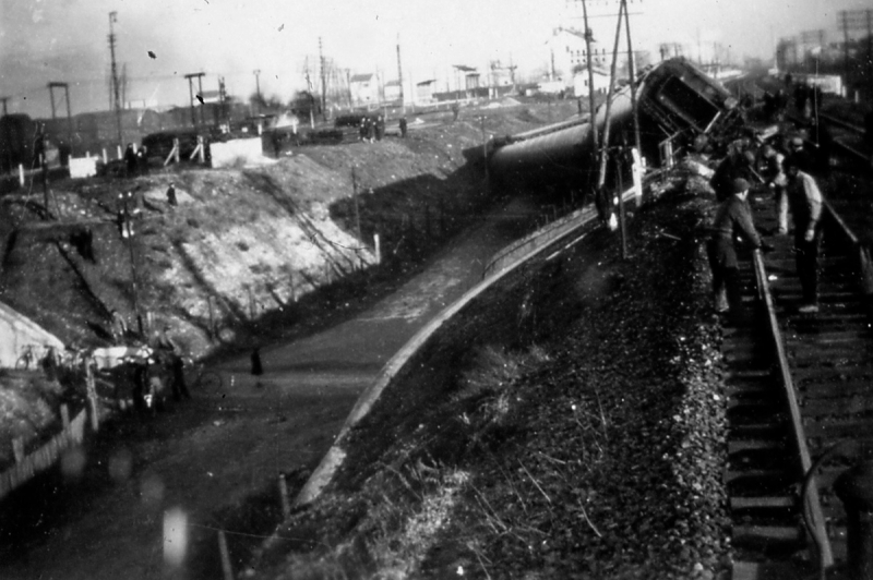 Sabotage d'un train par les résistants de Portes en 1944