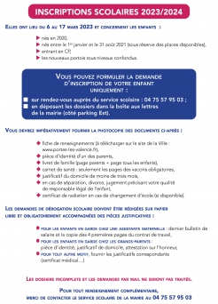 Inscriptions scolaires 2023-24 : PIECES_A_FOURNIR