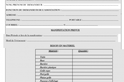 Demande de matériel destiné aux associations