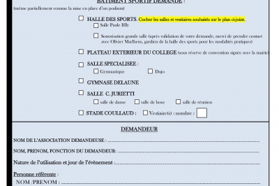 Formulaire de réservation de structure municipale